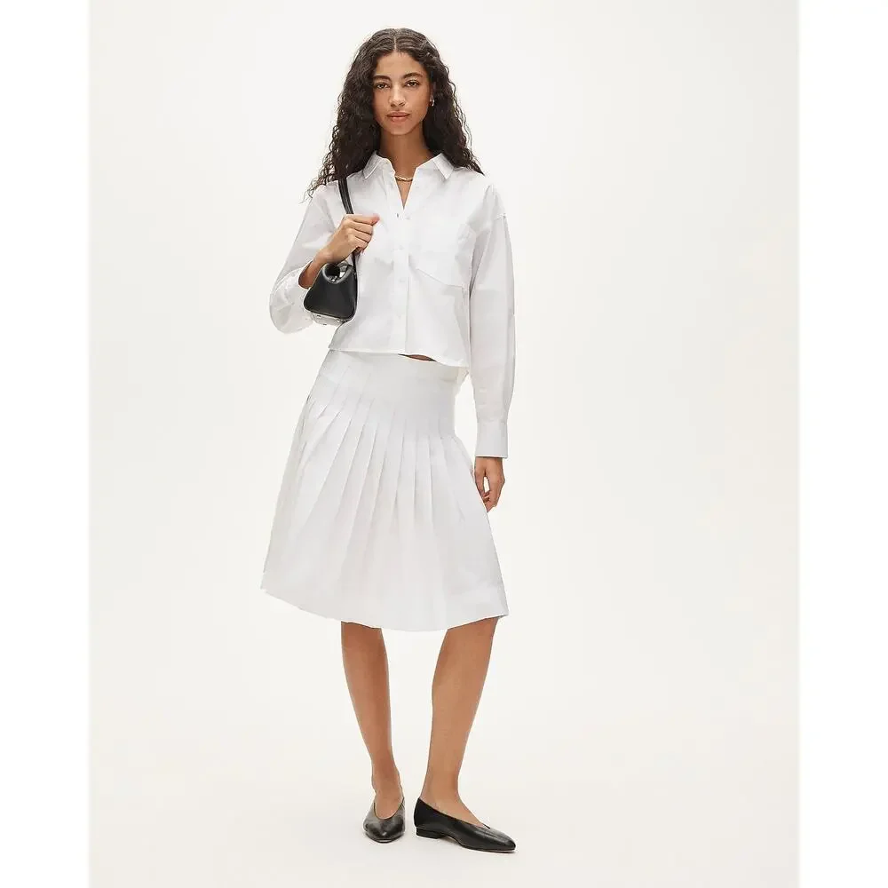 J. Crew Women's Étienne Cropped Button-Up Shirt Cotton Poplin White Size M NWT